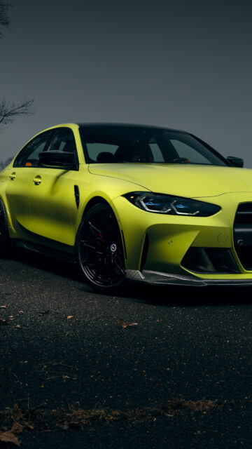 Neon Yellow BMW M3 Performance Sedan Mobile Wallpaper