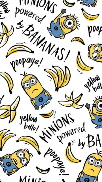 Minions Powered by Bananas Pattern Mobile Wallpaper
