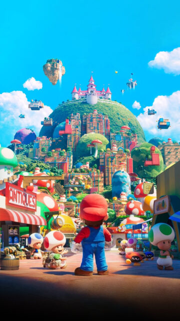 Super Mario Bros. Movie Toad Town Phone Wallpaper