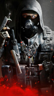 Tactical Soldier in Gas Mask Dark Style 4K Mobile Wallpaper