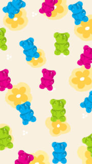 Gummy Bear Pattern Illustration Aesthetic Mobile Wallpaper