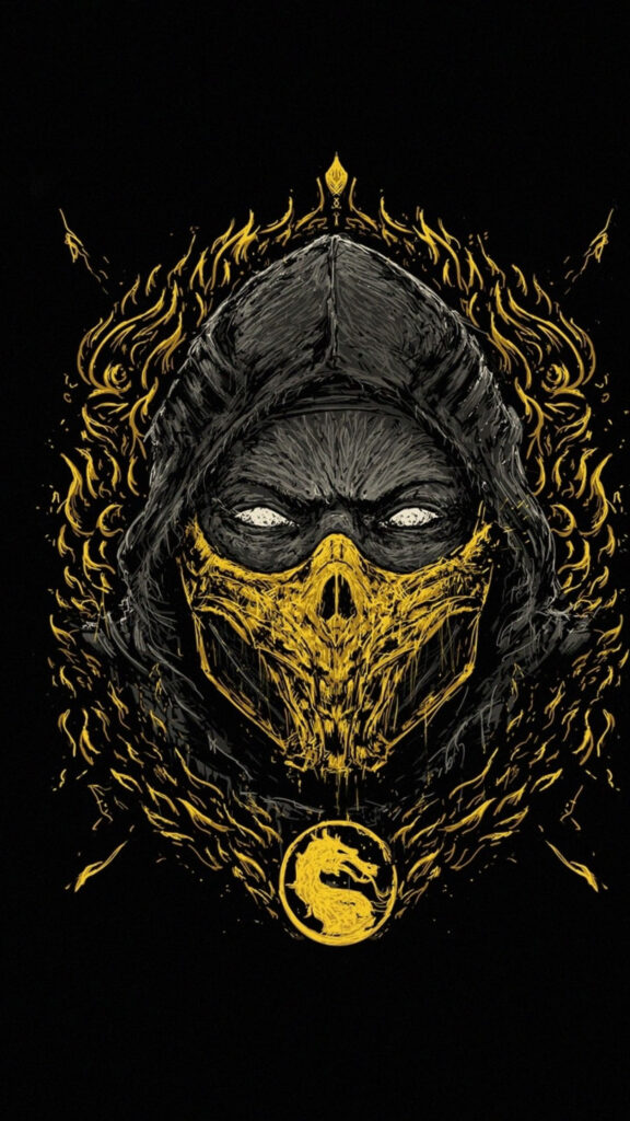 Scorpion Mortal Kombat Flaming Mask Mobile Wallpaper