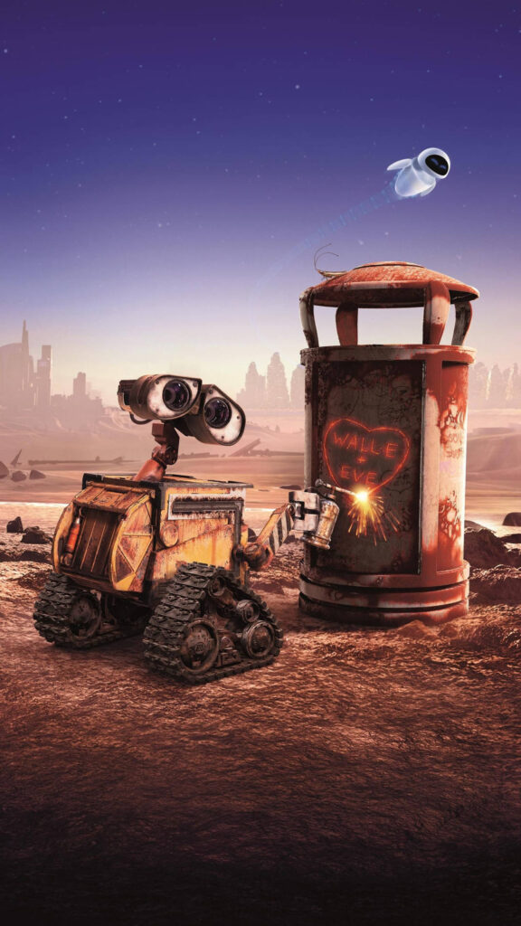 WALL-E and EVE Romantic Welding Mobile Wallpaper