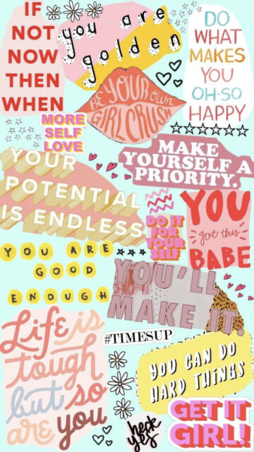Positive Self Love Manifestation Vision Board Aesthetic Phone Wallpaper