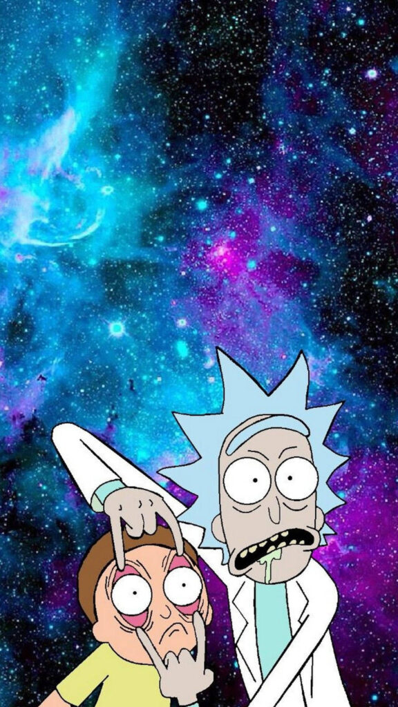 Rick and Morty Cosmic Space Adventure Mobile Wallpaper