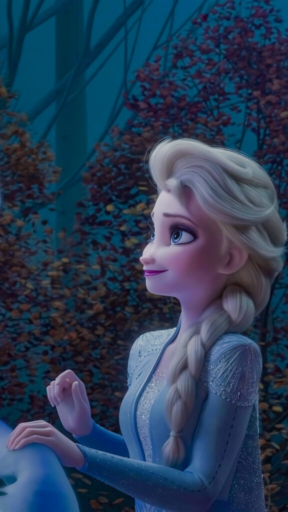 Elsa From Frozen Enchanted Forest Blue Dress Mobile Wallpaper