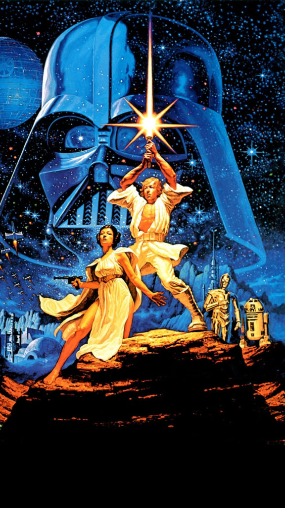 Star Wars A New Hope Classic Retro Poster Mobile Wallpaper