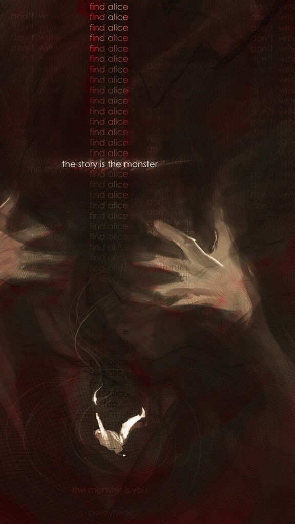 Dark Horror Aesthetic Phone Wallpaper: The Story is the Monster