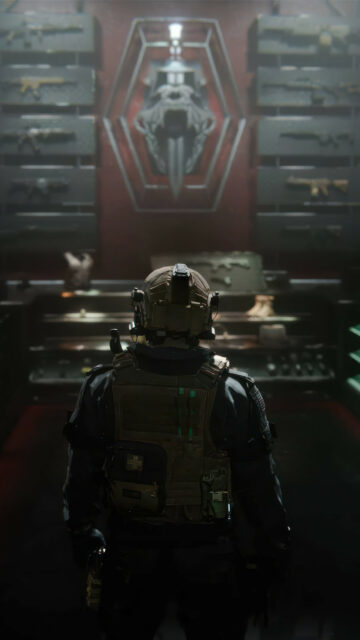 Tactical Soldier in Armory Mobile Wallpaper