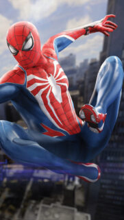 Spider-Man Insomniac Advanced Suit Action Mobile Wallpaper