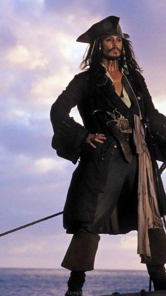 Captain Jack Sparrow Standing on Deck Mobile Wallpaper