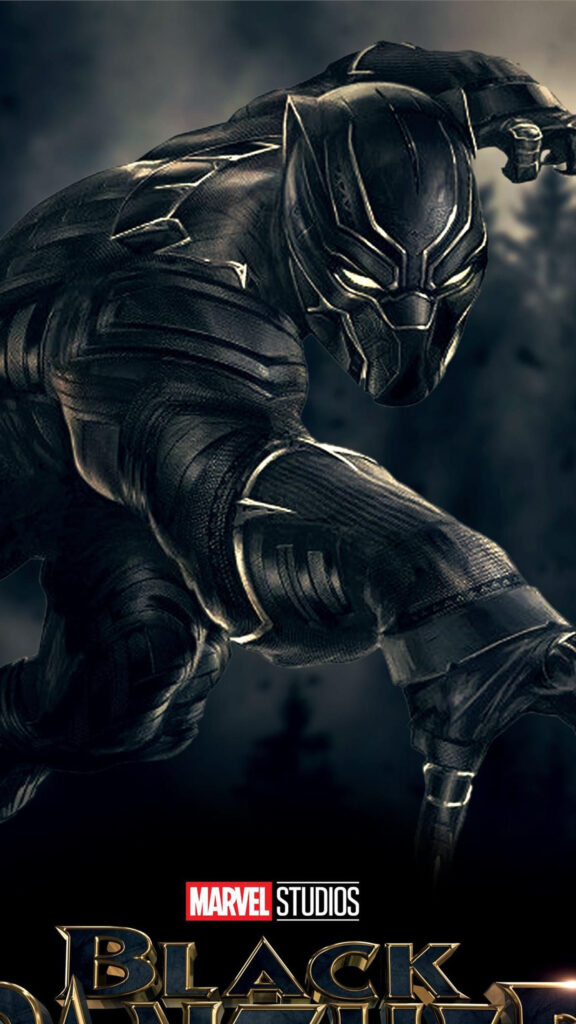 Black Panther Action Pose Marvel Hero 4K Mobile Wallpaper