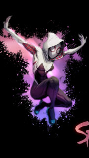 Spider-Gwen Dynamic Action Art Mobile Wallpaper