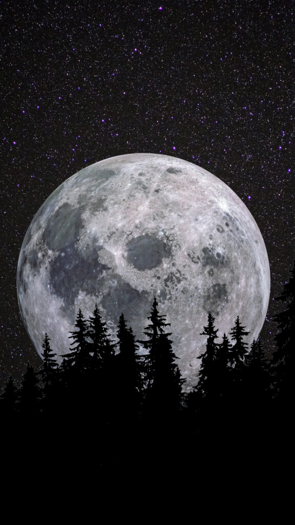 Mystical Full Moon Night Sky Spiritual Energy and Manifestation Wallpaper