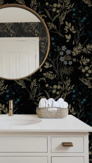 Minimalist Floral Bathroom Interior Aesthetic Mobile Wallpaper