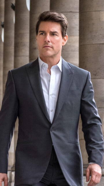 Tom Cruise in a Sharp Dark Suit Mobile Wallpaper