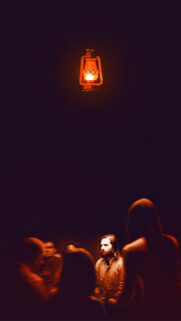 A Cinematic Group Gathering Under a Lantern Light Mobile Wallpaper