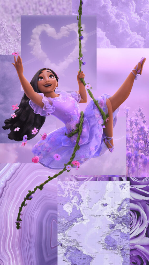 Purple Aesthetic Floral Girl Illustration Mobile Wallpaper