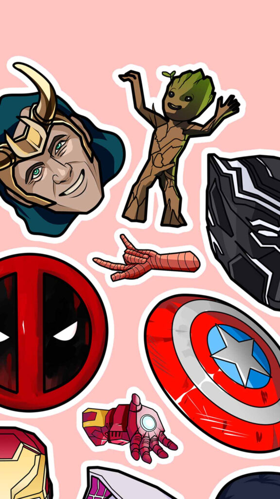 Marvel Superheroes Sticker Collection Mobile Wallpaper