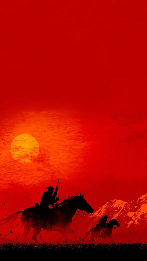 Red Dead Redemption 2 Silhouette Riding Mobile Wallpaper
