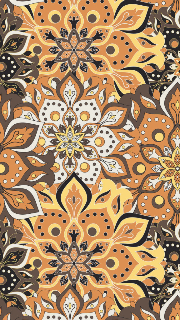 Intricate Golden Autumn Mandala Spiritual Energy Flow Wallpaper