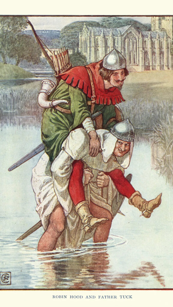 Robin Hood and Friar Tuck Illustration Mobile Wallpaper