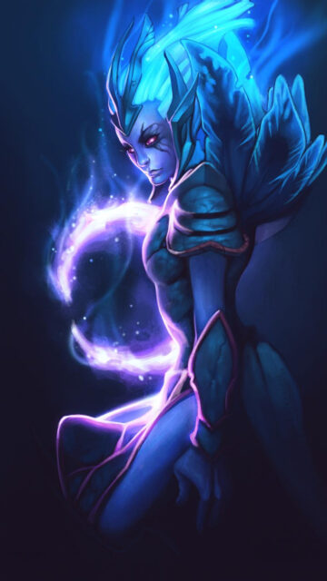 Vengeful Spirit Dota 2 Glowing Blue Fantasy Mobile Wallpaper