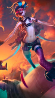 Jinx League of Legends Action Scene Mobile Wallpaper