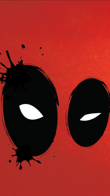 Minimalist Marvel Deadpool Mask Red Background Mobile Wallpaper