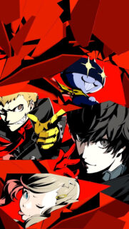Persona 5 Themed Stylized Anime Collage Mobile Wallpaper