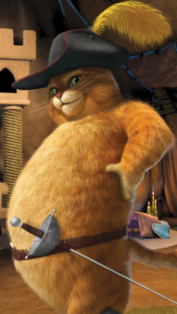 Chubby Puss in Boots Character Phone Wallpaper