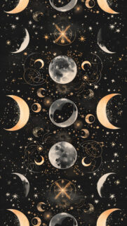 Celestial Moon Phases and Sacred Geometry Cosmic Energy Wallpaper