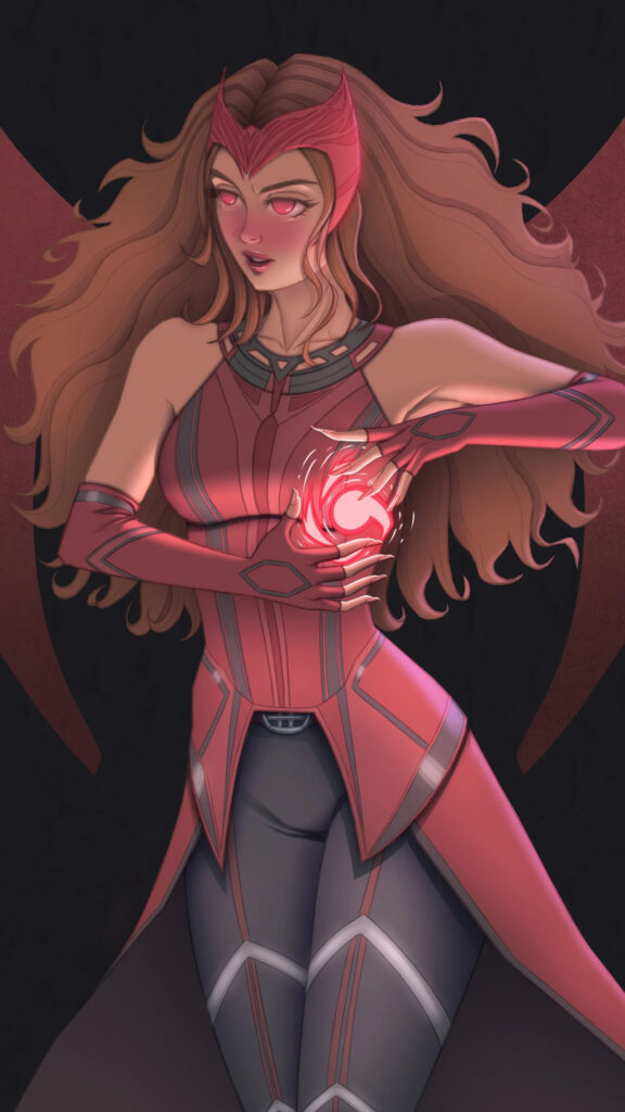 Scarlet Witch Magical Heroine Digital Art Mobile Wallpaper