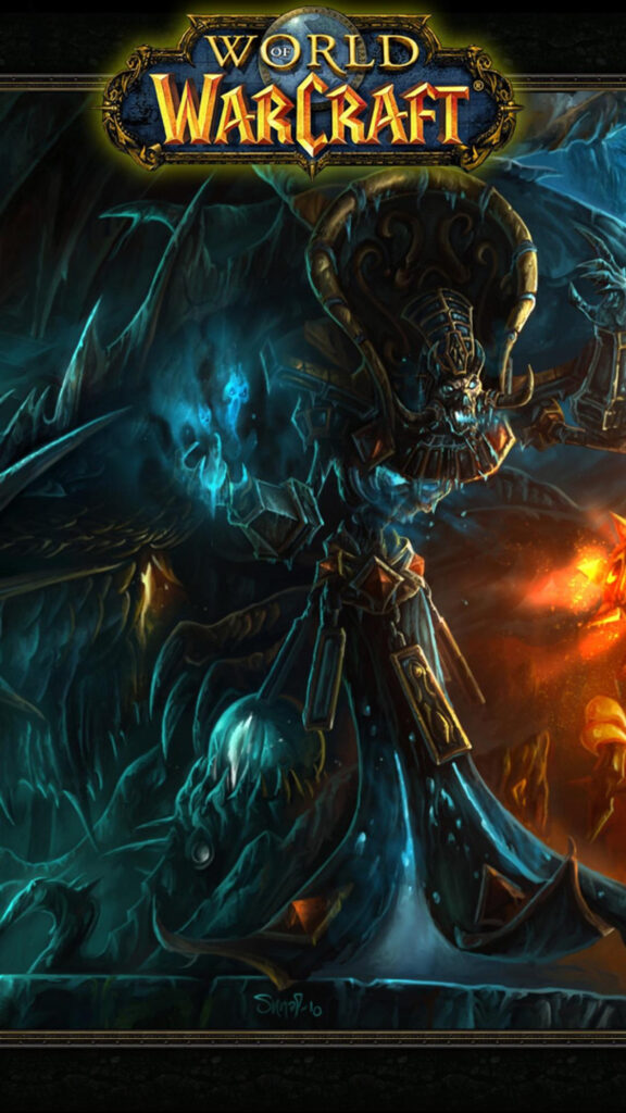 Lich King Arthas Menethil Dark Fantasy Art Mobile Wallpaper