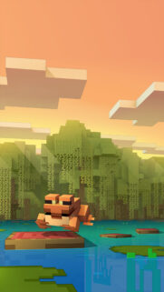 Minecraft Swamp Frog Sunset Mobile Wallpaper