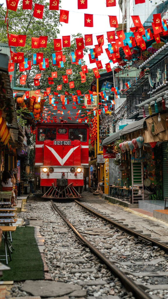 Hanoi Train Street Vietnam Scene Mobile Wallpaper