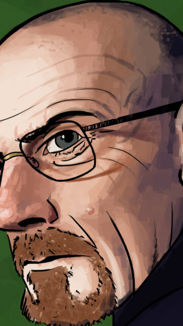 Stylized Walter White Close-Up Digital Art Mobile Wallpaper
