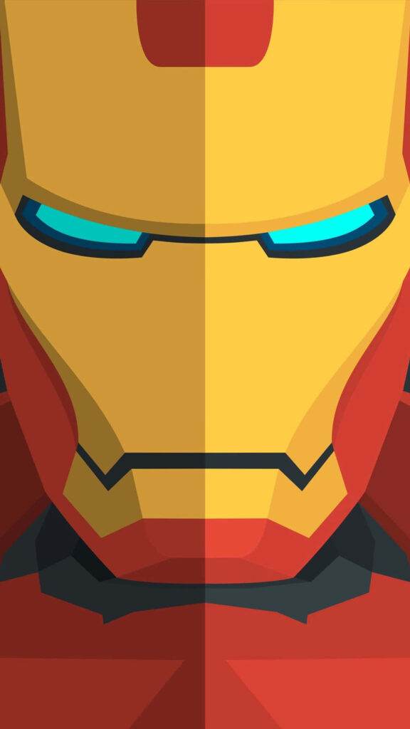 Minimalist Iron Man Helmet Vector Art Mobile Wallpaper