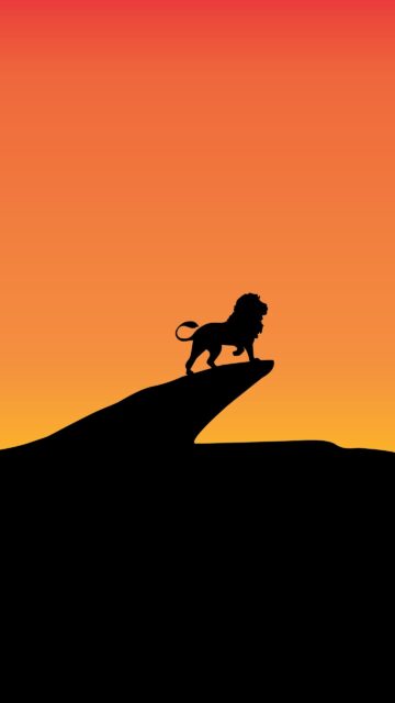 Minimalist Lion Silhouette Sunset Mobile Wallpaper