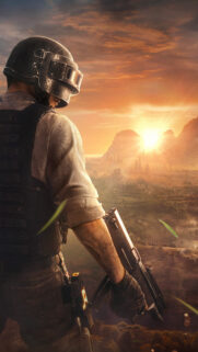 PUBG Soldier Sunset Standing Mobile Wallpaper