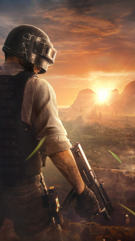 PUBG Soldier Sunset Standing Mobile Wallpaper