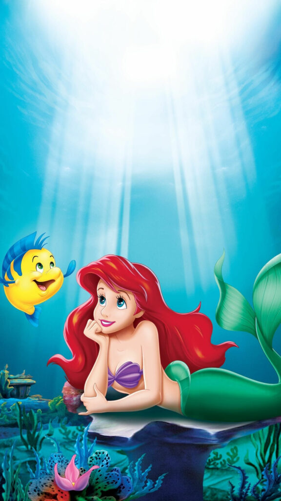Ariel and Flounder Under the Sea Disney Mobile Wallpaper