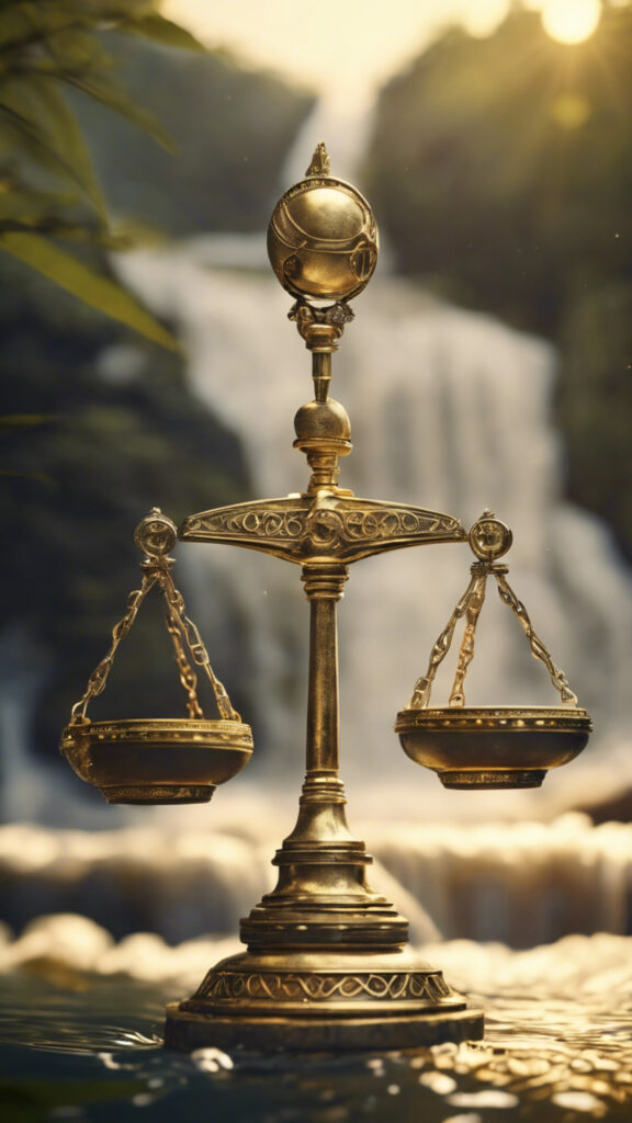 Elegant Gold Libra Scales of Justice Zodiac Sign 4K Aesthetic Wallpaper