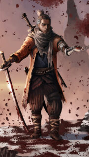Shinobi Warrior Amidst Petals Mobile Wallpaper, Phone Wallpaper or 4K Wallpaper