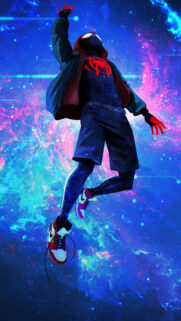 Miles Morales Spiderman Cosmic Leap Mobile Wallpaper