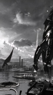 Futuristic Alien Invasion Cityscape 4K Wallpaper