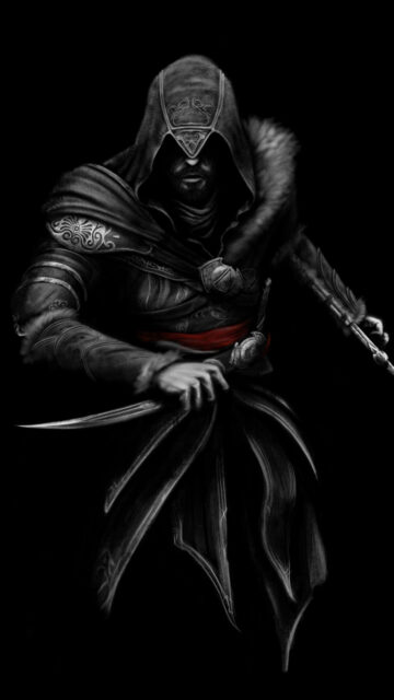 Assassin Hooded Warrior Dark Aesthetic 4K Mobile Wallpaper