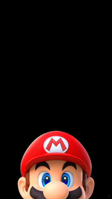Mario Peeking Upwards Minimalist Mobile Wallpaper