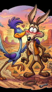 Wile E Coyote and Road Runner Whimsical Scene Mobile Wallpaper