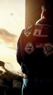 Maverick Looking at Jet Fighter Portrait Mobile Wallpaper